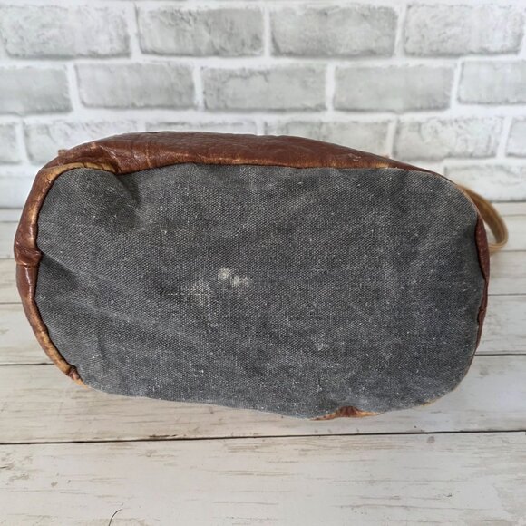 Vintage Mad Love Y2K Bag Tropical Canvas Leather Boho Distressed Grunge Purse - Picture 4 of 11